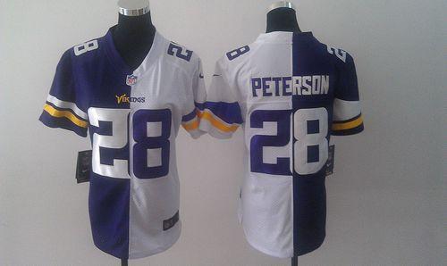 Men's Minnesota Vikings #28 Adrian Peterson Purple And White Elite Split Stitched Jersey